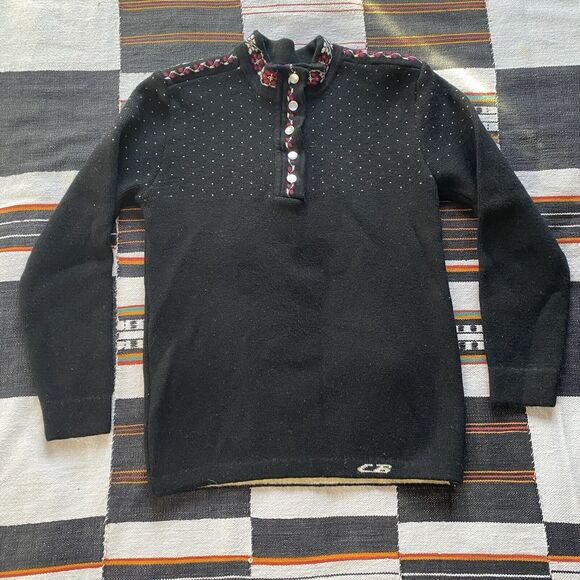 Vintage CB Sports Wool Womens Pullover Sweater. 1/4 Button.  Size 8. Hong Kong. - Picture 5 of 14